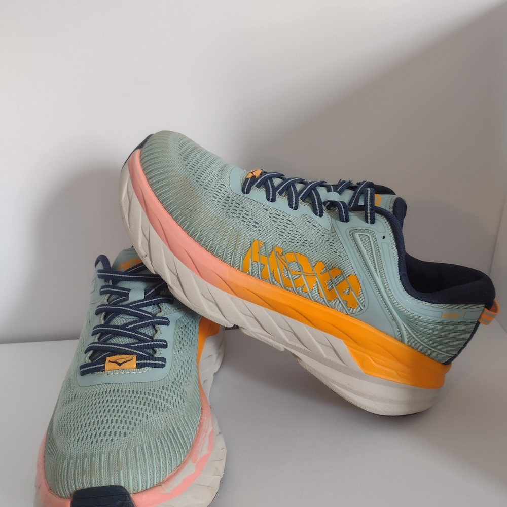 Hoka One One Bondi 7  Blue  Haze Black Iris Running Shoes Size 10 D